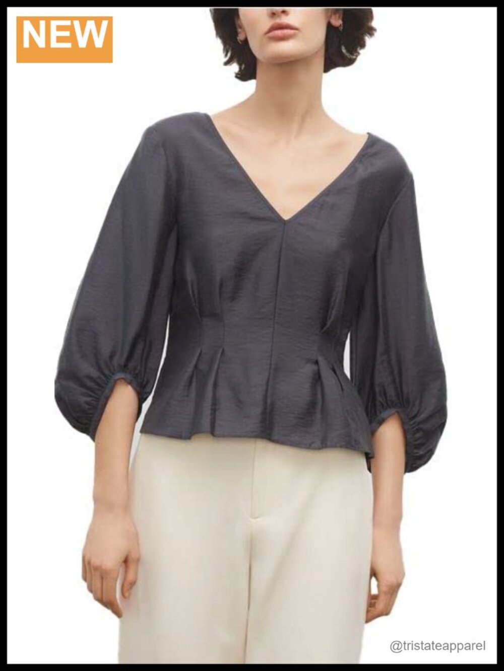 Club Monaco Women's Long Sleeve Blouse V-Neck Pull On Lyocell Nylon Top